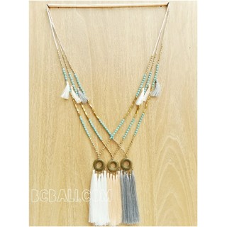 golden beads caps pendant necklaces tassels bali 